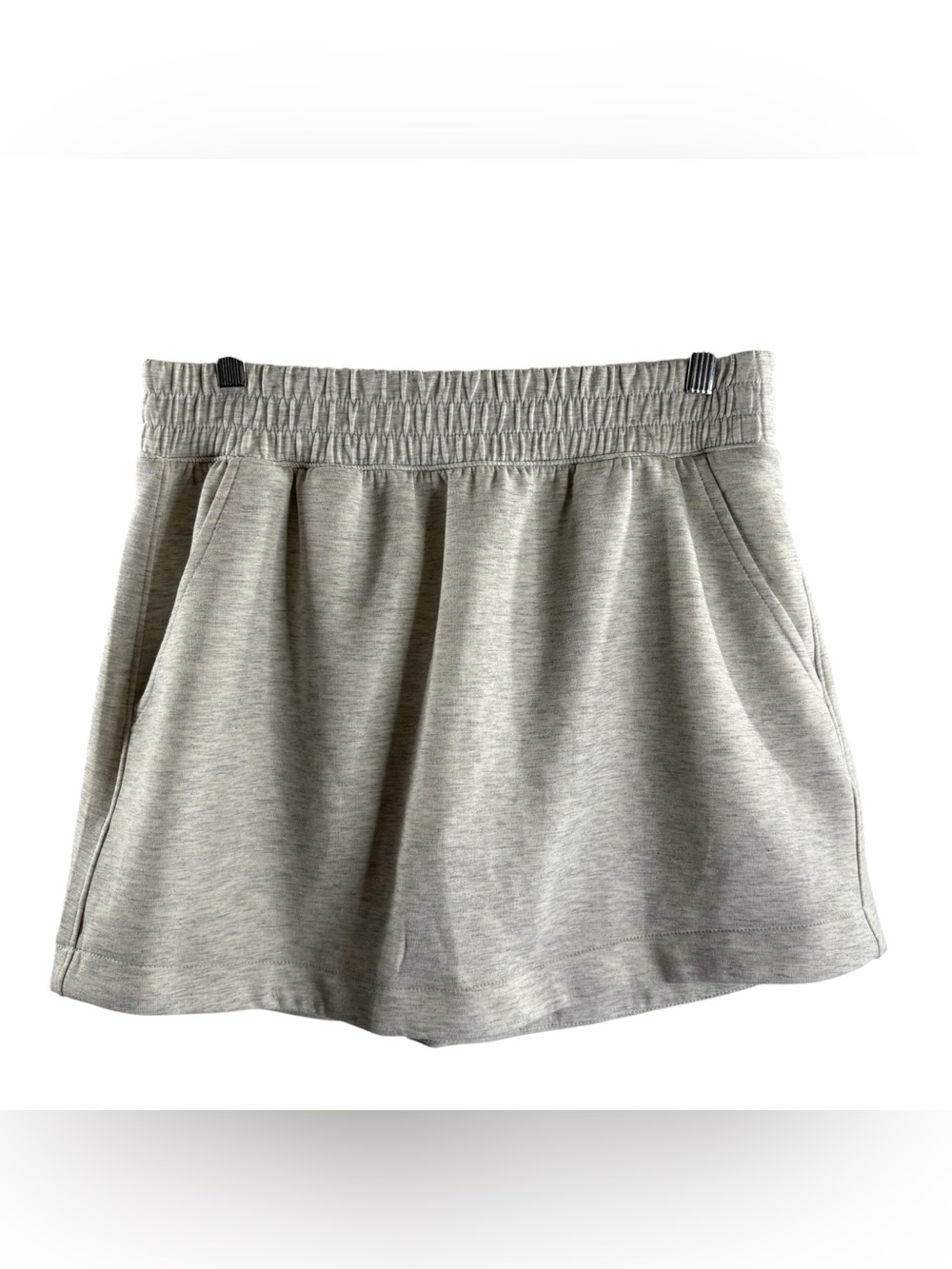 YOGALICIOUS Elastic-Waist Knit SKORT - Light Heather Gray $54